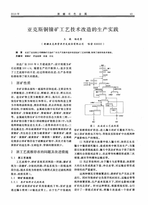 亚克斯铜镍矿工艺技术改造的生产实践