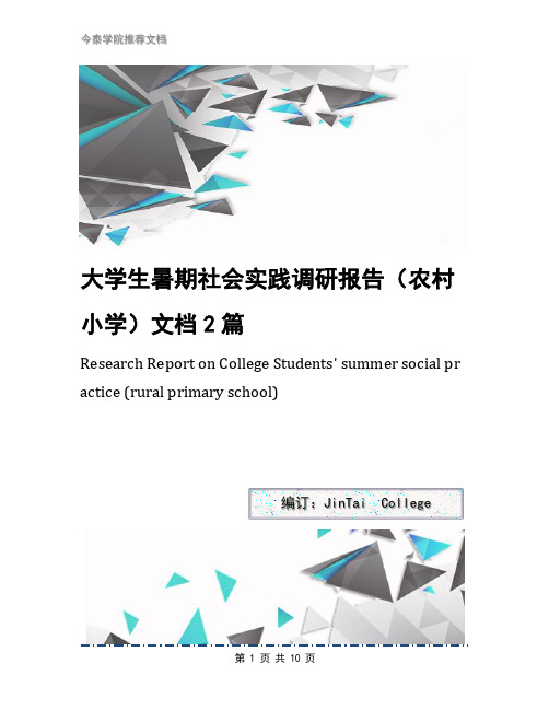大学生暑期社会实践调研报告(农村小学)文档2篇