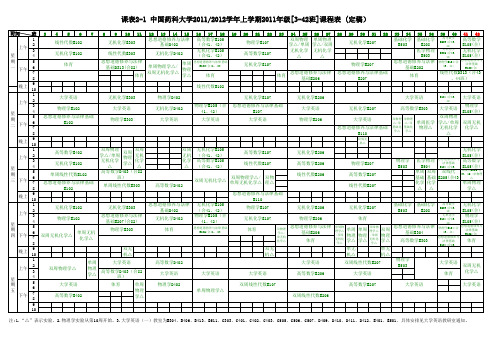 中国药科大学--课表2—2011级课表(定稿)