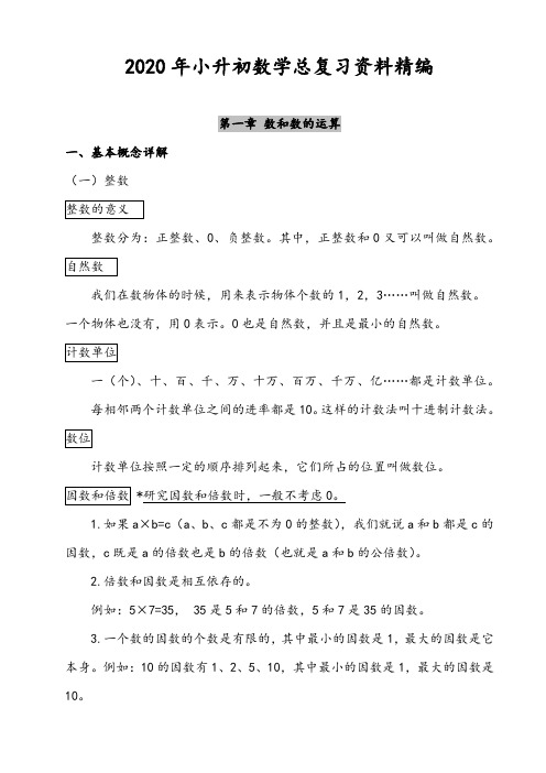 2020年小升初数学总复习资料精编