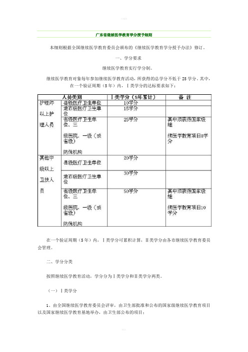 广东省继续医学教育学分授予细则