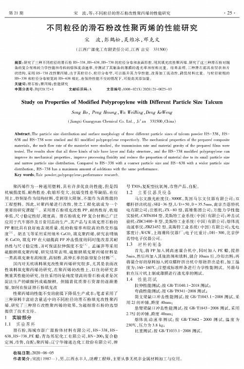 不同粒径的滑石粉改性聚丙烯的性能研究