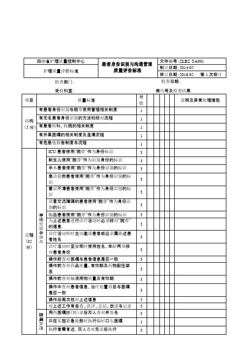 四川省护理质量管理评价标准