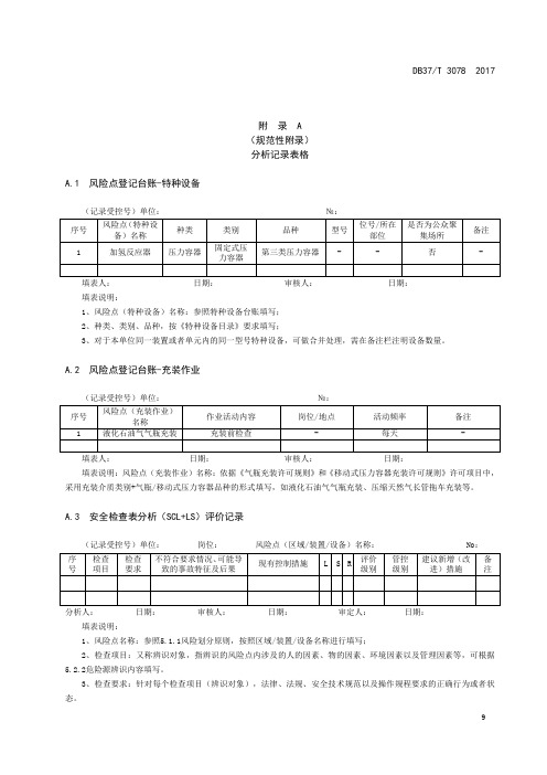 特种设备安全风险分析记录表格