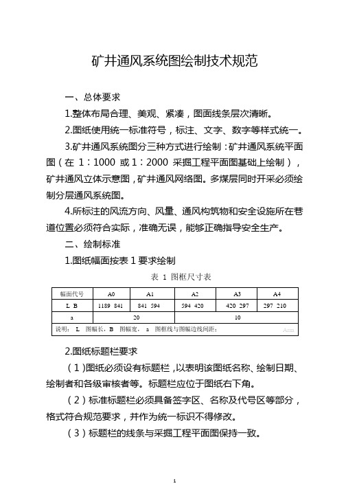 绘制矿井通风系统图的有关要求