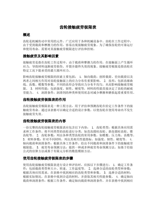 齿轮接触疲劳极限表