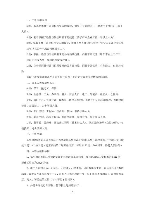 精选公司员工薪资等级构成表(1)