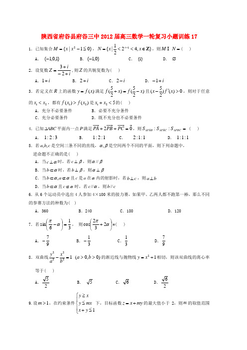 陕西省府谷县府谷三中高三数学一轮复习 小题训练17
