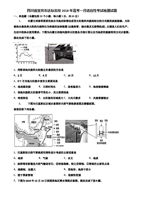 四川省宜宾市达标名校2018年高考一月适应性考试地理试题含解析