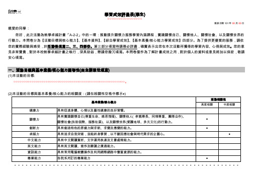 学习成效评量表（学生）