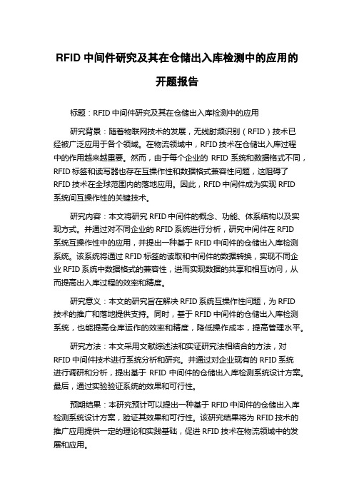 RFID中间件研究及其在仓储出入库检测中的应用的开题报告