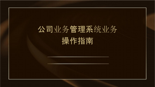 公司业务管理系统业务操作指南课件