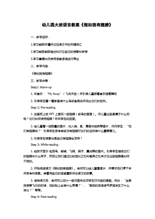 幼儿园大班语言教案《假如我有翅膀》