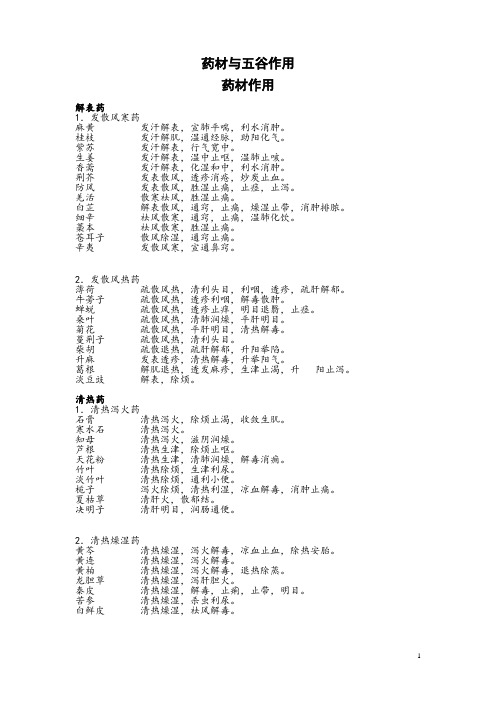 药物与五谷的作用