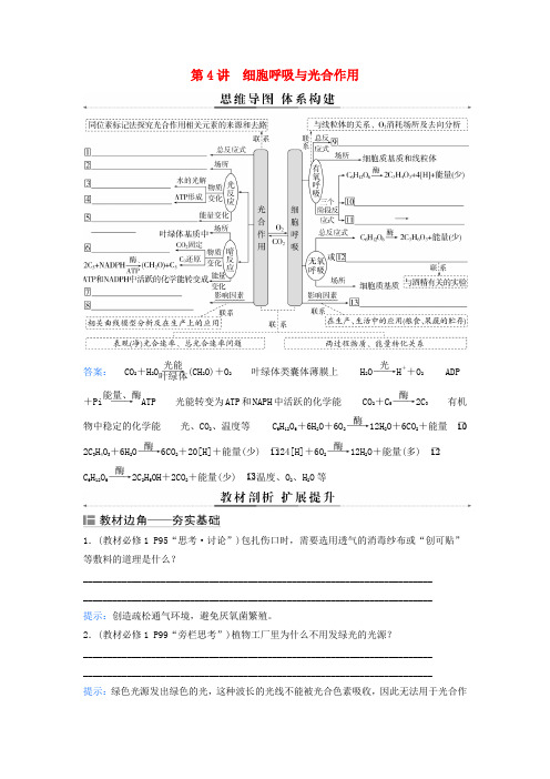 2024届高考生物二轮专题复习与测试专题二细胞代谢第4讲细胞呼吸与光合作用考点一细胞呼吸与光合作用的