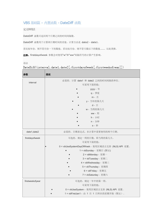 VBS基础篇 - 内置函数 - DateDiff 函数