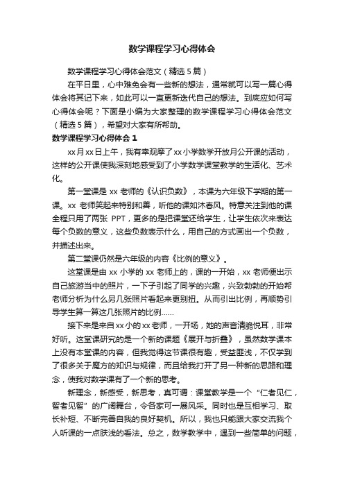 数学课程学习心得体会范文（精选5篇）