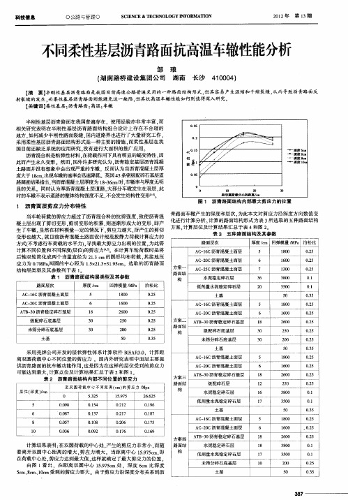 不同柔性基层沥青路面抗高温车辙性能分析