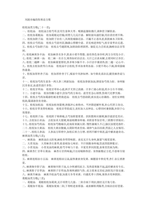 刘渡舟编的伤寒论方歌