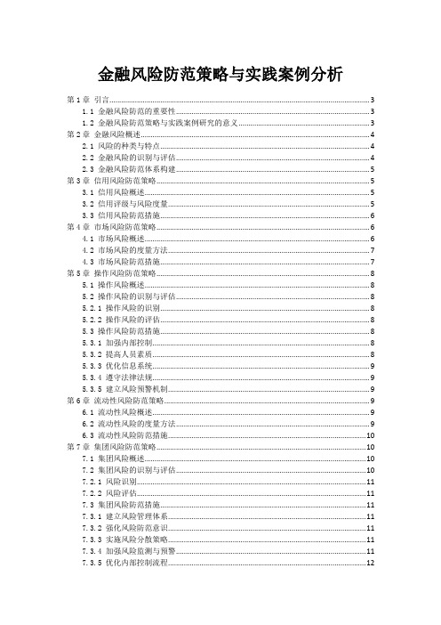 金融风险防范策略与实践案例分析