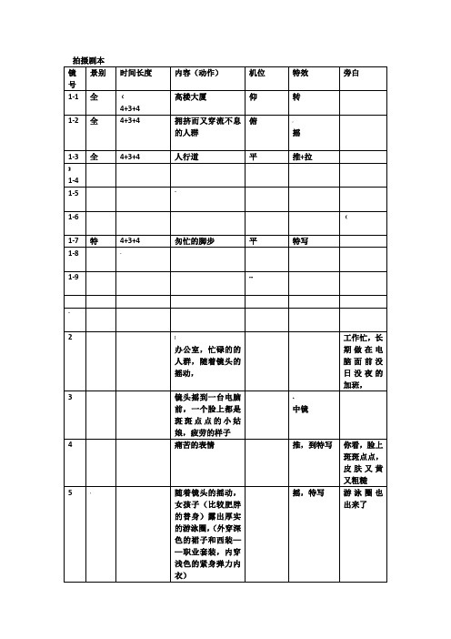 拍摄剧本格式模板