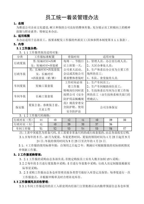 员工统一着装管理办法(规范着装)