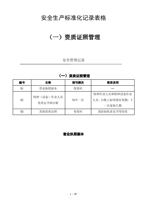 混凝土企业安全生产标准化全套记录表格