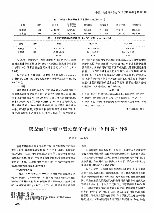 腹腔镜用于输卵管妊娠保守治疗56例临床分析