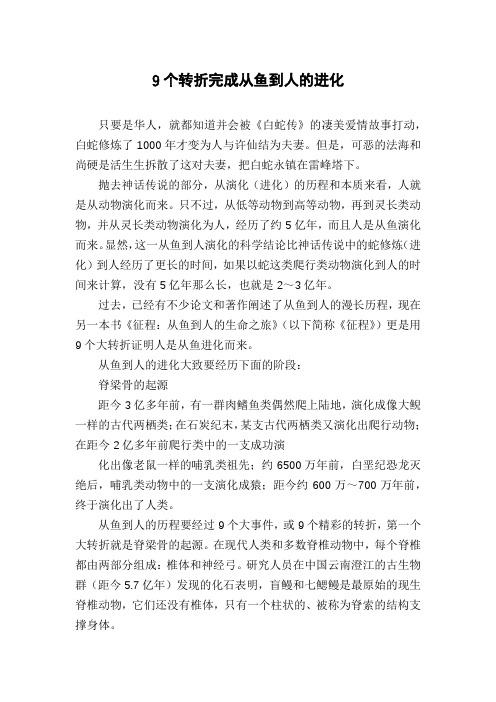 9个转折完成从鱼到人的进化