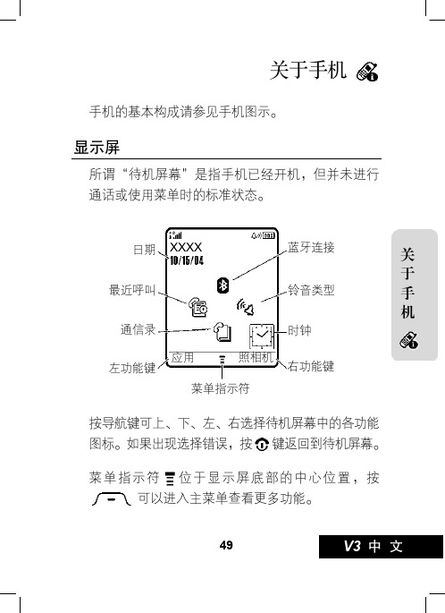 摩托罗拉V3中文说明书(49-100)V1.0F