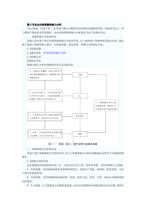 企业内部资源和能力分析