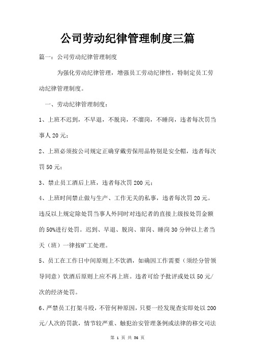 公司劳动纪律管理制度三篇