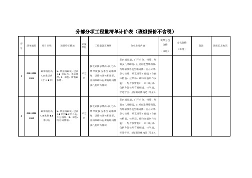 分部分项报价表