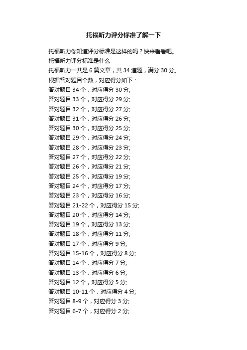 托福听力评分标准了解一下