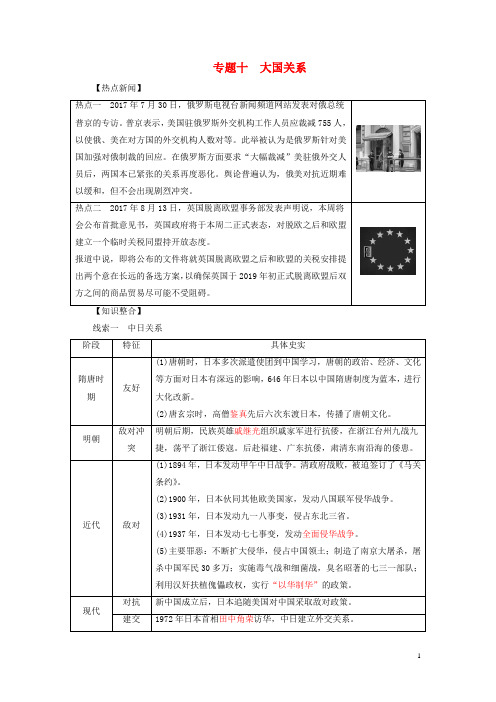 2018年中考历史总复习专题十大国关系北师大版