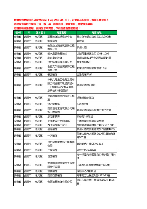 2020新版安徽省合肥市包河区装修公司工商企业公司商家名录名单联系电话号码地址大全209家