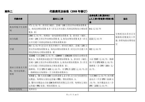 代维费用及标准