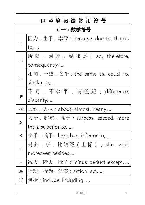 口译笔记常用符号