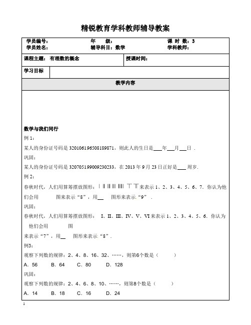 小升初衔接1-10教案6有理数的概念(预习)