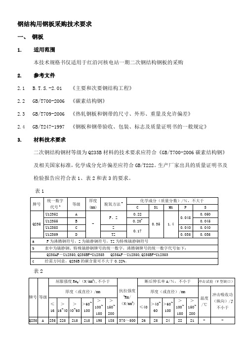 钢板采购技术规格书()