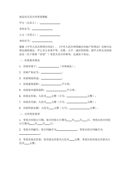 商品房买卖合同变更模板