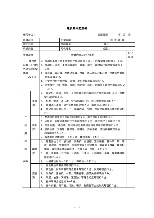 机械检查表