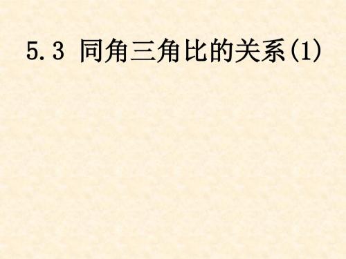 5.3(1)同角三角比的关系