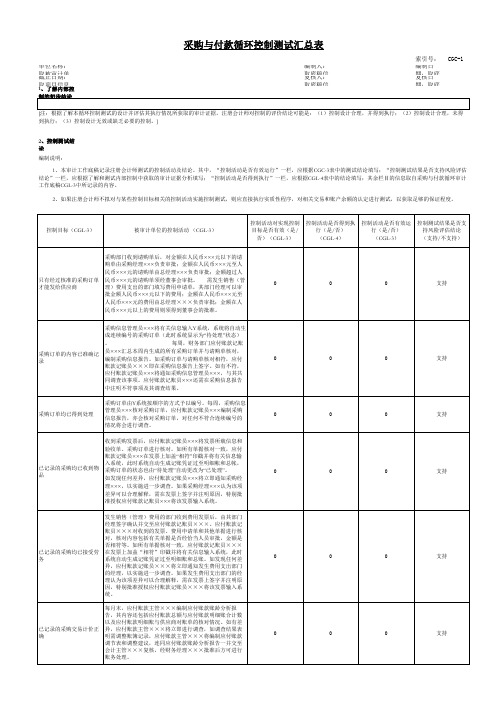 采购与付款循环控制测试汇总表