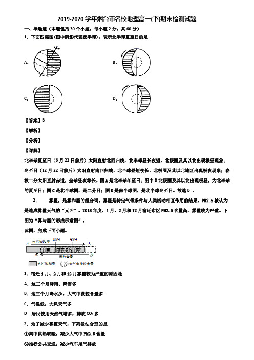 2019-2020学年烟台市名校地理高一(下)期末检测试题含解析