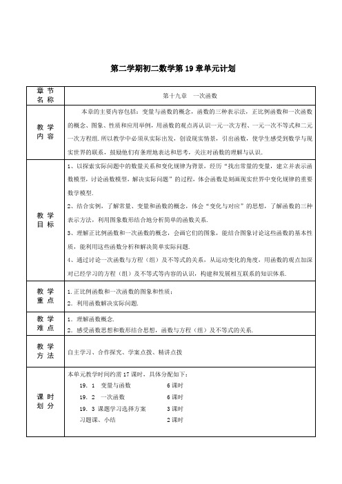 第19章《一次函数》全章教案(共12份)