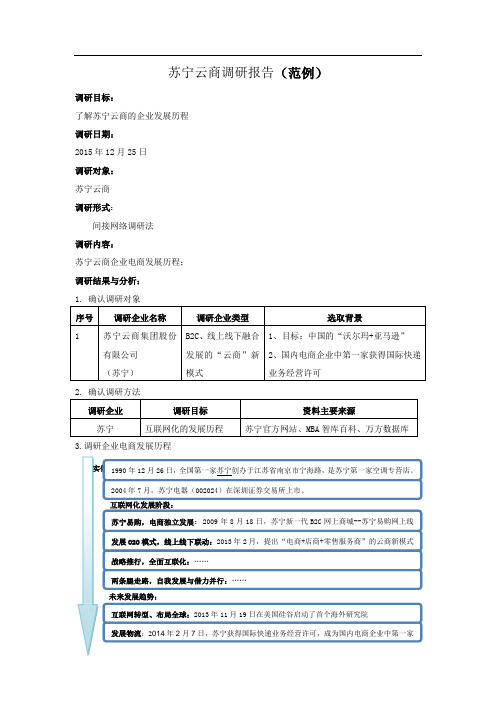 苏宁云商调研报告(范例)