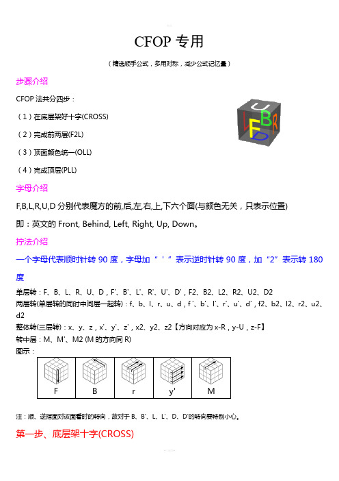 魔方CFOP公式-速成专用