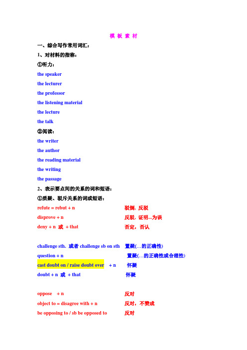 托福综合写作词汇句型