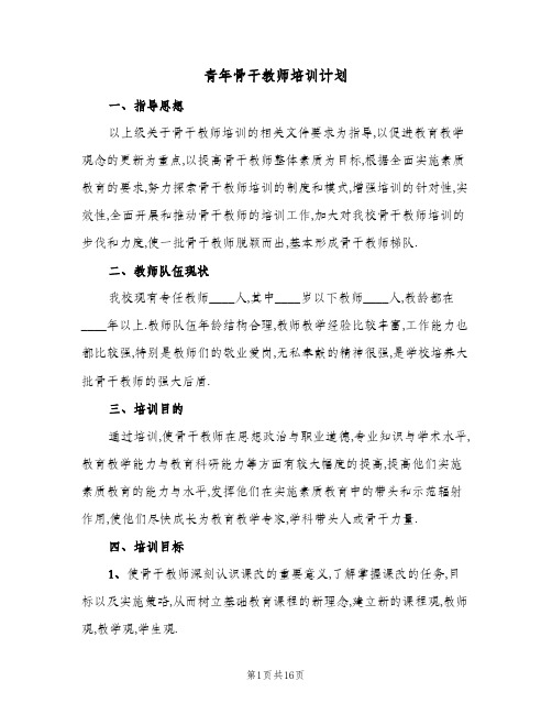 青年骨干教师培训计划(5篇)